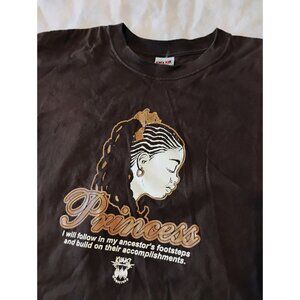 Vintage Kumasi Kreation African Queen Brown T Shirt Size Large